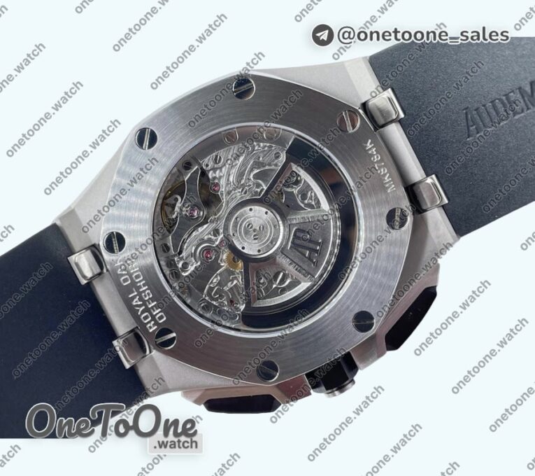 Реплика часов Audemars Piguet Royal Oak Offshore 26240 Stainless steel Black Ceramic Bezel Top-tier Копия один в один Black/Silver Dial on Black Rubber Strap