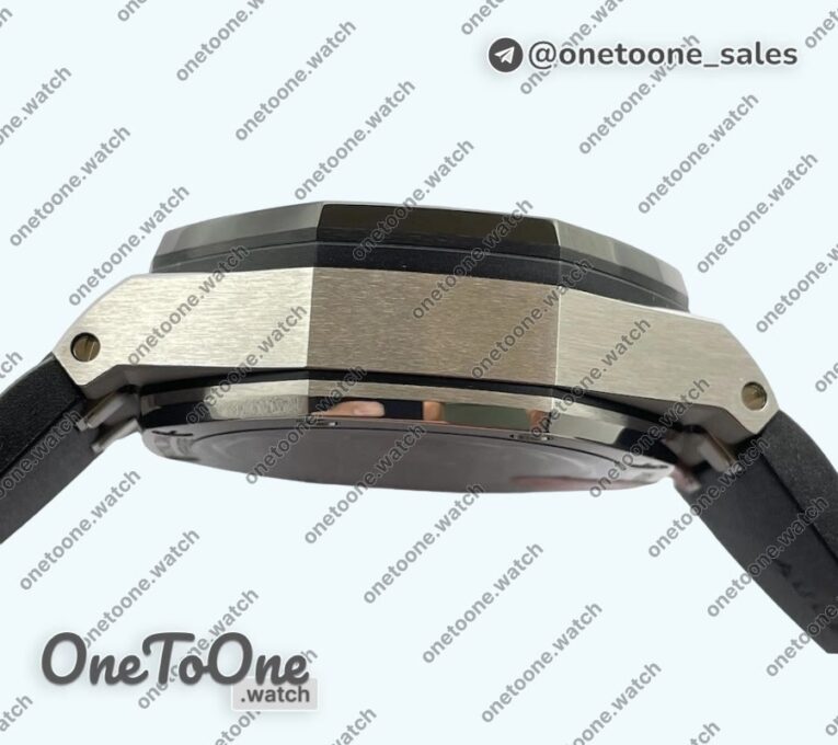 Реплика часов Audemars Piguet Royal Oak Offshore 26240 Stainless steel Black Ceramic Bezel Top-tier Копия один в один Black/Silver Dial on Black Rubber Strap