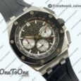 Реплика часов Audemars Piguet Royal Oak Offshore 26240 Stainless steel Black Ceramic Bezel Top-tier Копия один в один Black/Silver Dial on Black Rubber Strap