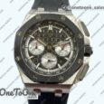 Реплика часов Audemars Piguet Royal Oak Offshore 26240 Stainless steel Black Ceramic Bezel Top-tier Копия один в один Black/Silver Dial on Black Rubber Strap
