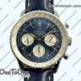 Реплика часов Breitling Navitimer Chronograph Stainless steel Blue Dial Leather Strap BLS V2 Mod