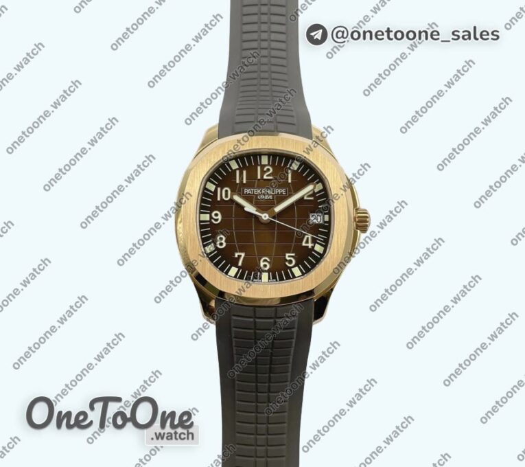 Реплика часов Patek Philippe Aquanaut 5167R Rose gold Top-tier Копия один в один Brown Dial on Brown Rubber Strap 3KF V3