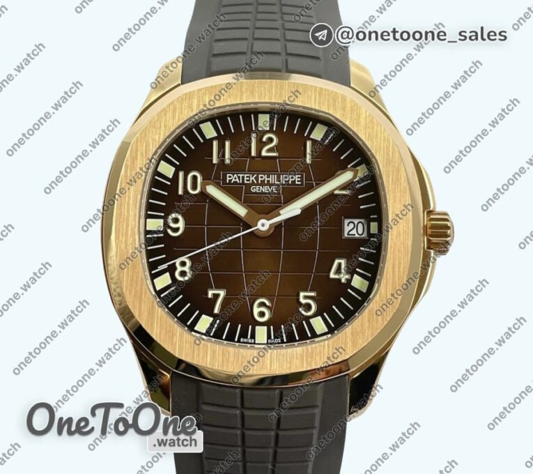 Реплика часов Patek Philippe Aquanaut 5167R Rose gold Top-tier Копия один в один Brown Dial on Brown Rubber Strap 3KF V3
