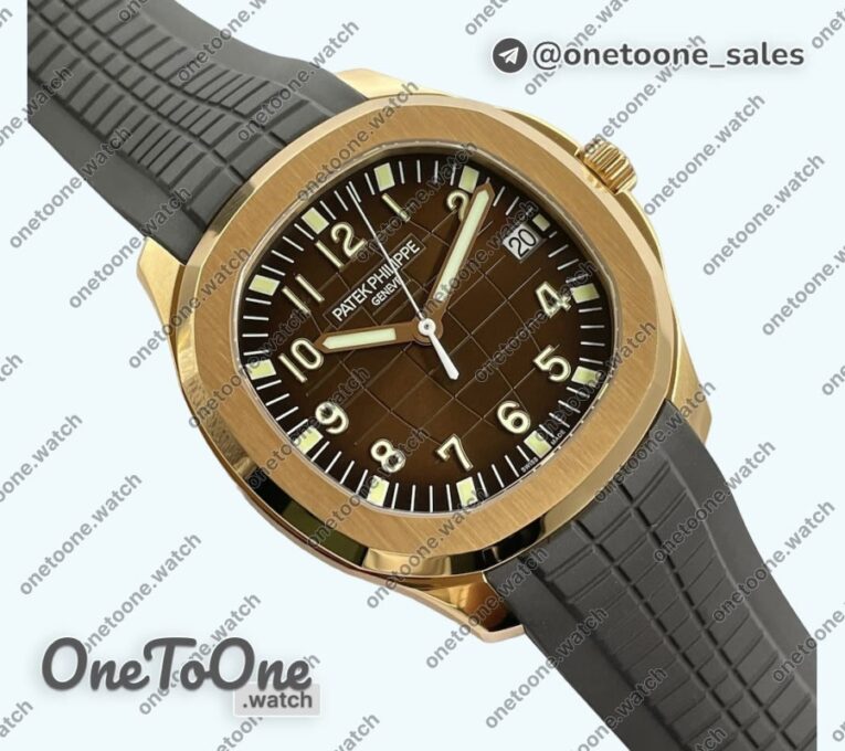 Реплика часов Patek Philippe Aquanaut 5167R Rose gold Top-tier Копия один в один Brown Dial on Brown Rubber Strap 3KF V3