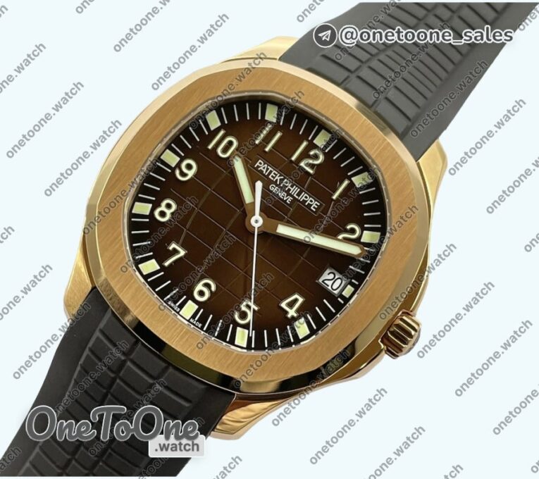Реплика часов Patek Philippe Aquanaut 5167R Rose gold Top-tier Копия один в один Brown Dial on Brown Rubber Strap 3KF V3