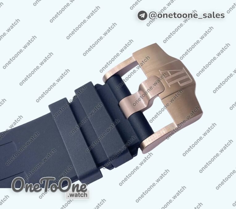 Реплика часов Audemars Piguet Royal Oak Offshore 44mm Rose gold Ceramic Bezel Top-tier Копия один в один Gray Dial on Rubber Strap