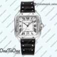 Реплика часов Cartier Santos de Cartier Stainless steel Top-tier Копия один в один White&Green&Blue Dial Stainless steel SmartLinks Rubber MIYOTA 9015