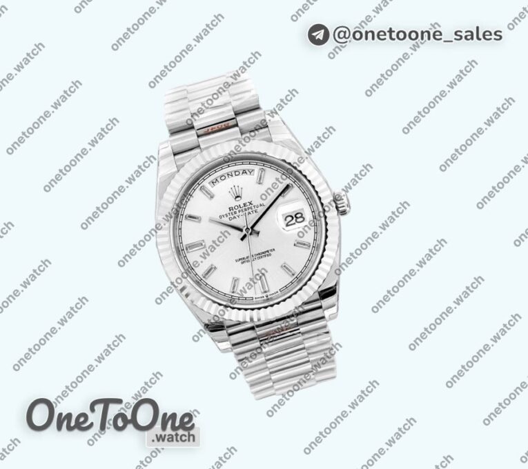 Реплика часов Rolex Day Date 40mm Stainless steel Top-tier Копия один в один Diamands Marker Black&Silver Dials Stainless steel Bracelet