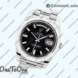 Реплика часов Rolex Day Date 40mm Stainless steel Top-tier Копия один в один Diamands Marker Black&Silver Dials Stainless steel Bracelet
