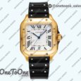 Реплика часов Cartier Santos de Cartier Yellow gold Top-tier Копия один в один White Dial Stainless steel SmartLinks Rubber MIYOTA 9015