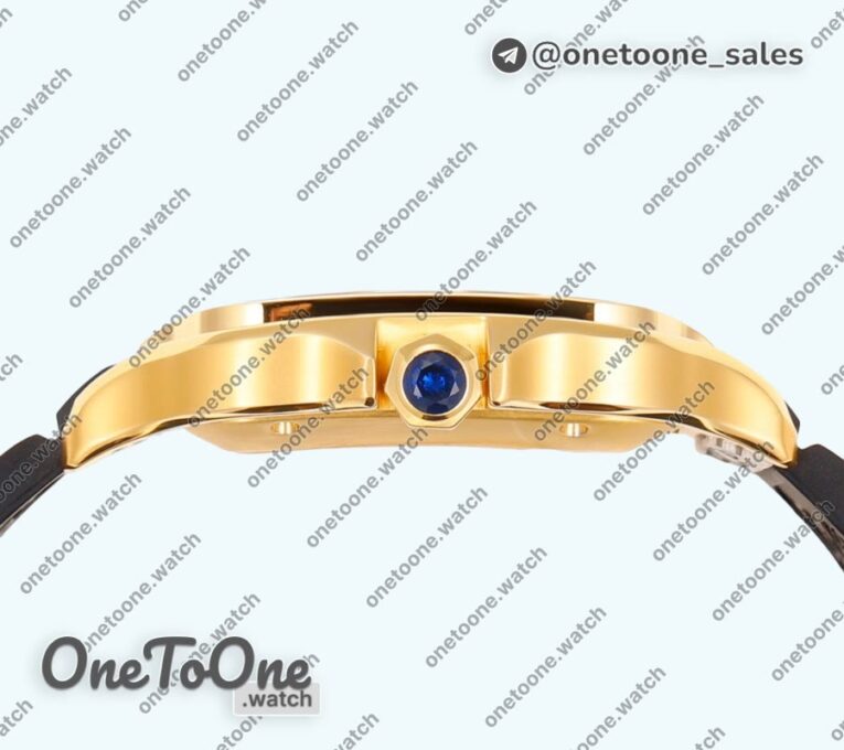 Реплика часов Cartier Santos de Cartier Yellow gold Top-tier Копия один в один White Dial Stainless steel SmartLinks Rubber MIYOTA 9015