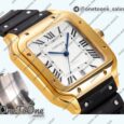 Реплика часов Cartier Santos de Cartier Yellow gold Top-tier Копия один в один White Dial Stainless steel SmartLinks Rubber MIYOTA 9015