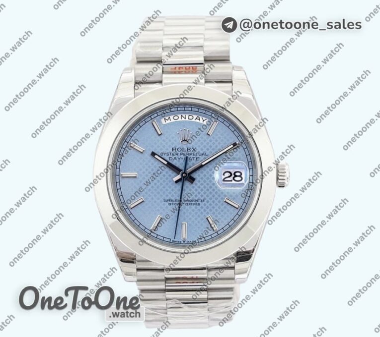 Реплика часов Rolex Day Date 40mm Stainless steel Top-tier Копия один в один Stick Marker Blue Dial Stainless steel Bracelet