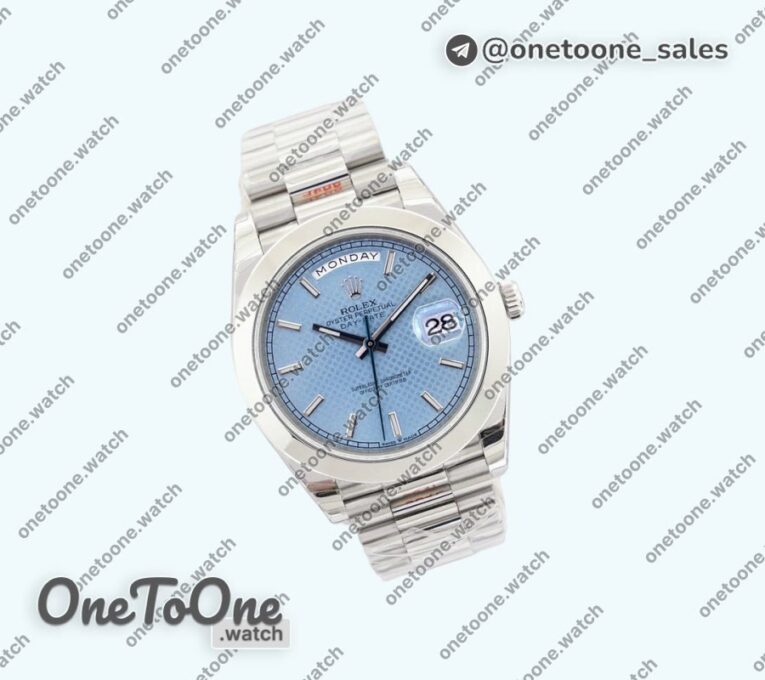 Реплика часов Rolex Day Date 40mm Stainless steel Top-tier Копия один в один Stick Marker Blue Dial Stainless steel Bracelet