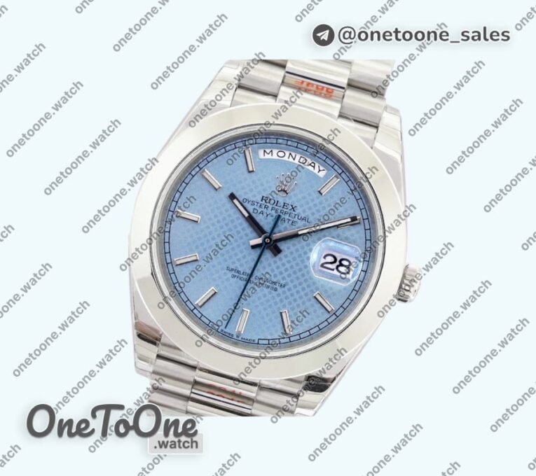 Реплика часов Rolex Day Date 40mm Stainless steel Top-tier Копия один в один Stick Marker Blue Dial Stainless steel Bracelet