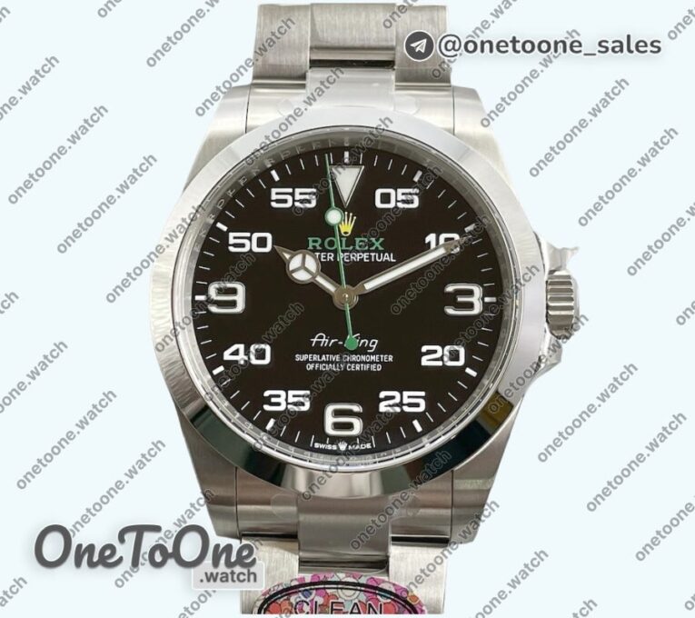 Реплика часов Rolex Air-King 126900 Top-tier Копия один в один 904L Steel Black Dial Stainless steel Bracelet