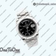 Реплика часов Rolex Day Date 40mm Stainless steel Top-tier Копия один в один Stick Marker Black Dial Stainless steel Bracelet