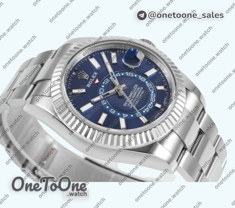 Реплика часов Rolex Sky-Dweller 326934 904L Stainless steel Top-tier Копия один в один Blue Dial on Stainless steel Bracelet Asian 2824