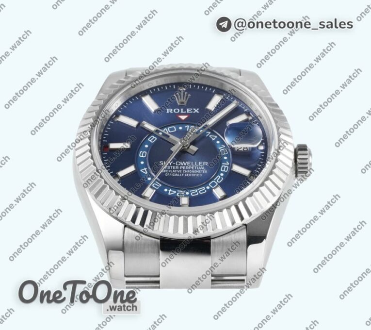 Реплика часов Rolex Sky-Dweller 326934 904L Stainless steel Top-tier Копия один в один Blue Dial on Stainless steel Bracelet Asian 2824