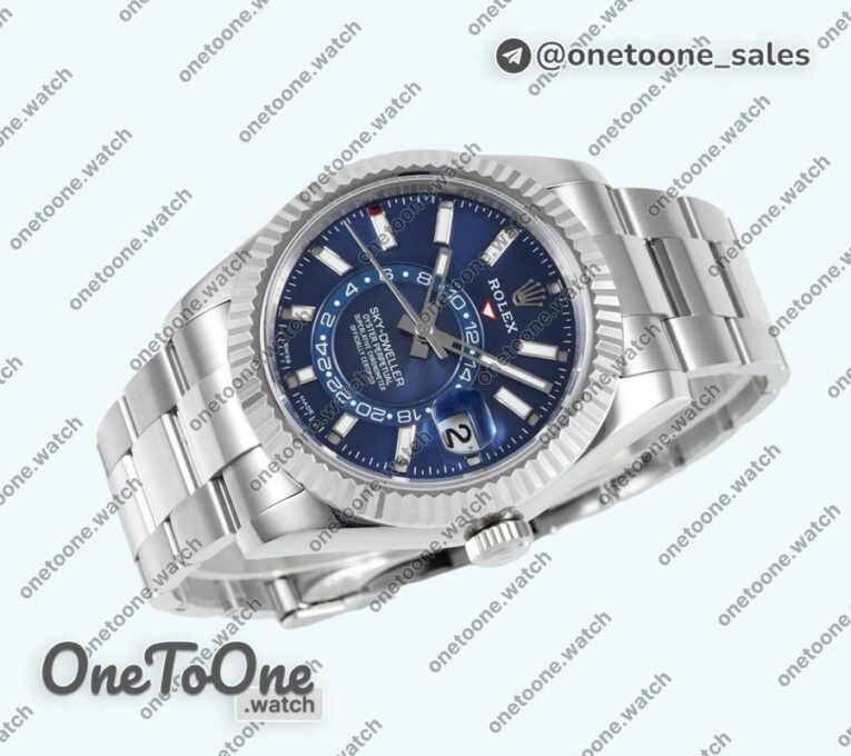 Реплика часов Rolex Sky-Dweller 326934 904L Stainless steel Top-tier Копия один в один Blue Dial on Stainless steel Bracelet Asian 2824