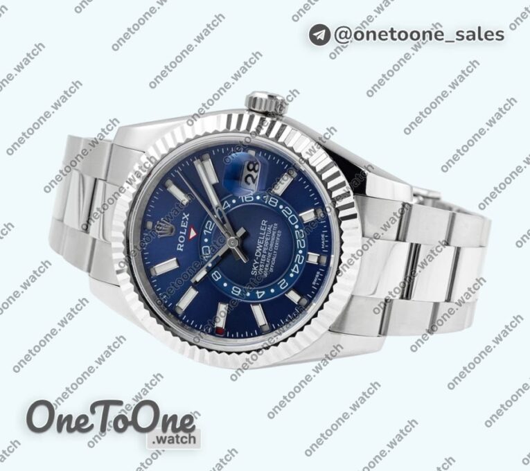 Реплика часов Rolex Sky-Dweller 326934 904L Stainless steel Top-tier Копия один в один Blue Dial on Stainless steel Bracelet Asian 2824