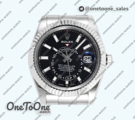 Реплика часов Rolex Sky-Dweller 326934 904L Stainless steel Top-tier Копия один в один Black Dial on Stainless steel Bracelet Asian 2824