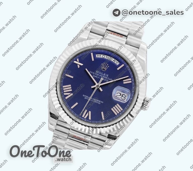 Реплика часов Rolex Day Date 40mm Stainless steel Top-tier Копия один в один Roman Marker Blue&Green&White Dials Stainless steel Bracelet