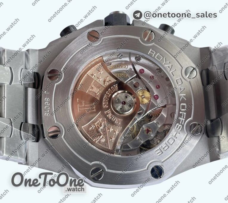 Реплика часов Audemars Piguet ROO Chronograph Stainless steel/Stainless steel Black Dial Bracelet 7750 Mod