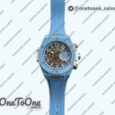 Реплика часов Hublot Hublot Big Bang Unico Blue/White Ceramic Top-tier Копия один в один Skeleton Dial on Blue/White Rubber Strap