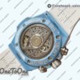 Реплика часов Hublot Hublot Big Bang Unico Blue/White Ceramic Top-tier Копия один в один Skeleton Dial on Blue/White Rubber Strap