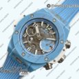Реплика часов Hublot Hublot Big Bang Unico Blue/White Ceramic Top-tier Копия один в один Skeleton Dial on Blue/White Rubber Strap