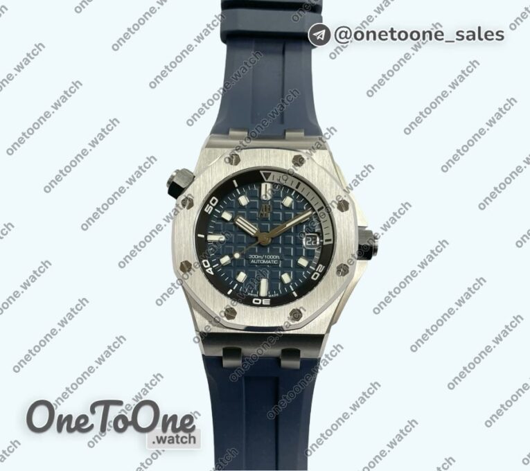 Реплика часов Audemars Piguet Royal Oak Offshore Diver 15720 Stainless steel Blue Dial Rubber Strap
