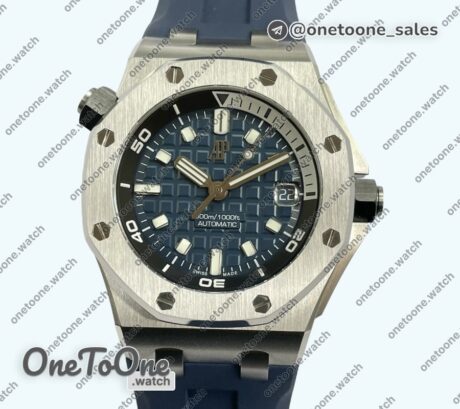 Реплика часов Audemars Piguet Royal Oak Offshore Diver 15720 Stainless steel Blue Dial Rubber Strap