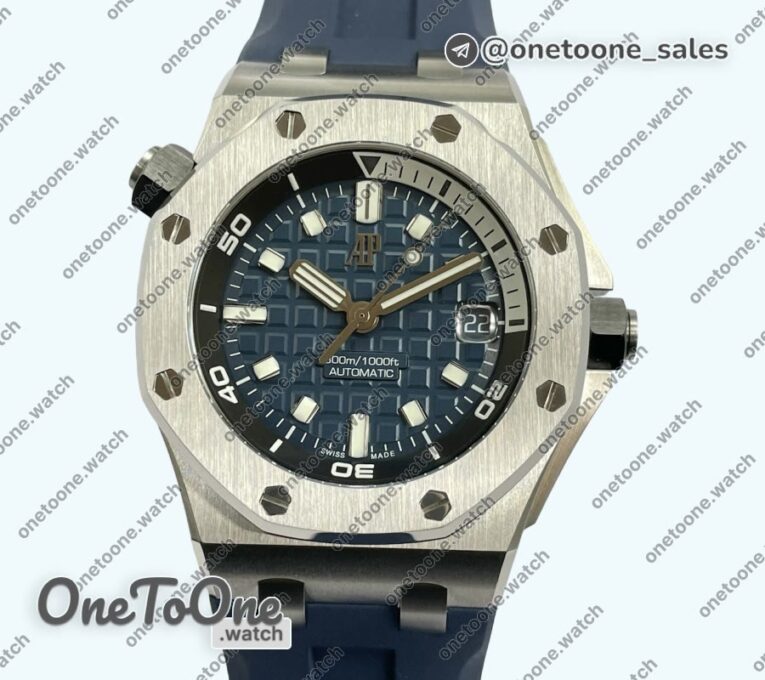 Реплика часов Audemars Piguet Royal Oak Offshore Diver 15720 Stainless steel Blue Dial Rubber Strap