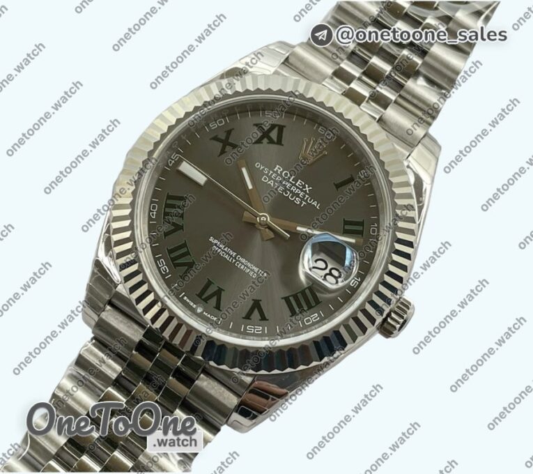 Реплика часов Rolex DateJust 41mm Stainless steel Top-tier Копия один в один Roman Marker Grey Dial Stainless steel Jubilee Bracelet E