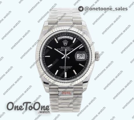 Реплика часов Rolex Day Date 36mm Stainless steel Top-tier Копия один в один Stick Marker Black&Silver Dials Bracelet