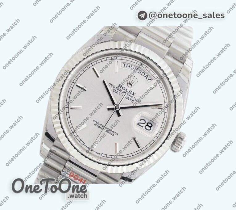 Реплика часов Rolex Day Date 36mm Stainless steel Top-tier Копия один в один Stick Marker Black&Silver Dials Bracelet