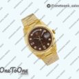Реплика часов Rolex Day Date 36mm Yellow gold Top-tier Копия один в один Diamonds Marker Brown Dial Bracelet