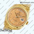 Реплика часов Rolex Day Date 36mm Yellow gold Top-tier Копия один в один Stick Marker Gold&White Dial Bracelet