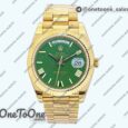 Реплика часов Rolex Day Date 40mm Yellow gold Top-tier Копия один в один Roman Marker Green Dial Yellow gold Bracelet