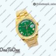 Реплика часов Rolex Day Date 40mm Yellow gold Top-tier Копия один в один Roman Marker Green Dial Yellow gold Bracelet
