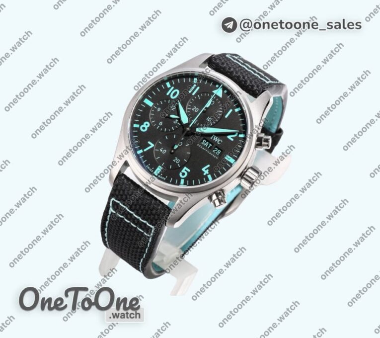 Реплика часов Iwc Pilot IW388108 41 “MERCEDES-AMG PETRONAS FOULA ONE™ TEAM” Black Dial Green Numbers TWF