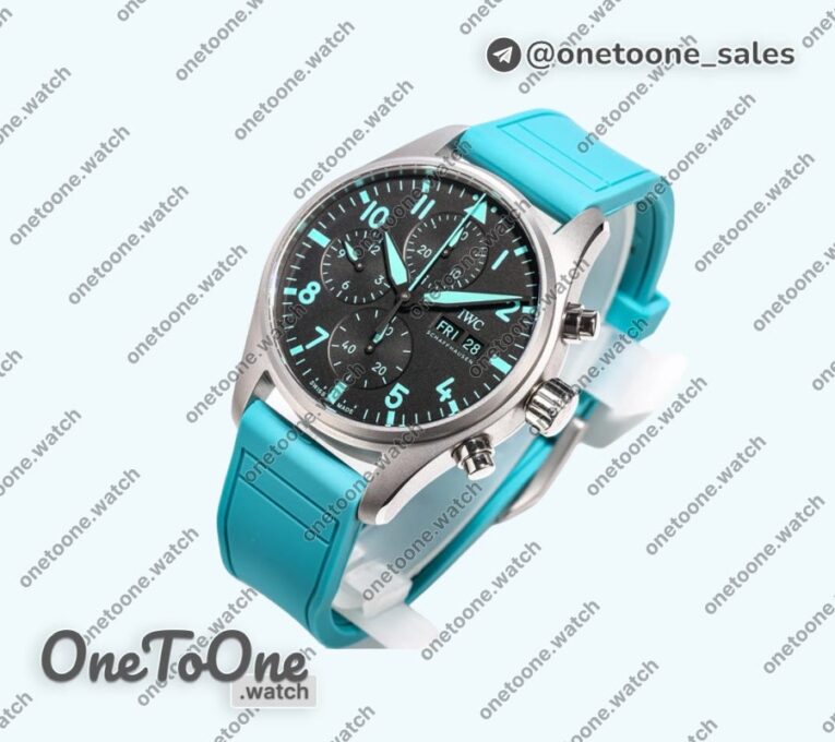 Реплика часов Iwc Pilot IW388108 41 “MERCEDES-AMG PETRONAS FOULA ONE™ TEAM” Black Dial Green Numbers TWF