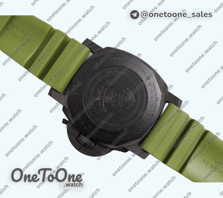 Реплика часов Panerai PAM961 Carbotech 47mm Submersible Top-tier Копия один в один Carbon Dial On Rubber Strap P.9010