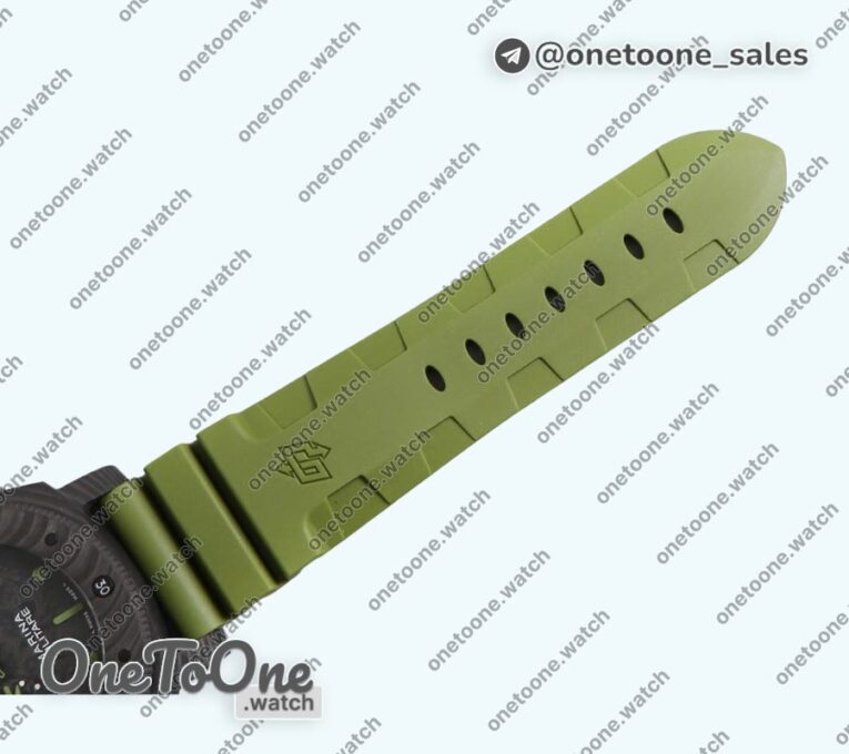 Реплика часов Panerai PAM961 Carbotech 47mm Submersible Top-tier Копия один в один Carbon Dial On Rubber Strap P.9010
