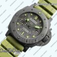 Реплика часов Panerai PAM961 Carbotech 47mm Submersible Top-tier Копия один в один Carbon Dial On Rubber Strap P.9010