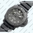 Реплика часов Panerai PAM 979 Carbotech Top-tier Копия один в один Carbon Dial on Rubber Strap P.9010 Clone