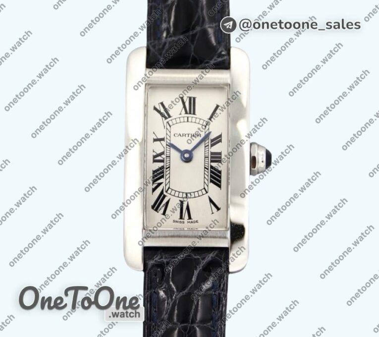 Реплика часов Cartier Tank WJT 29mm Stainless steel Silver Dial on Black Croco Strap Ronda Quartz