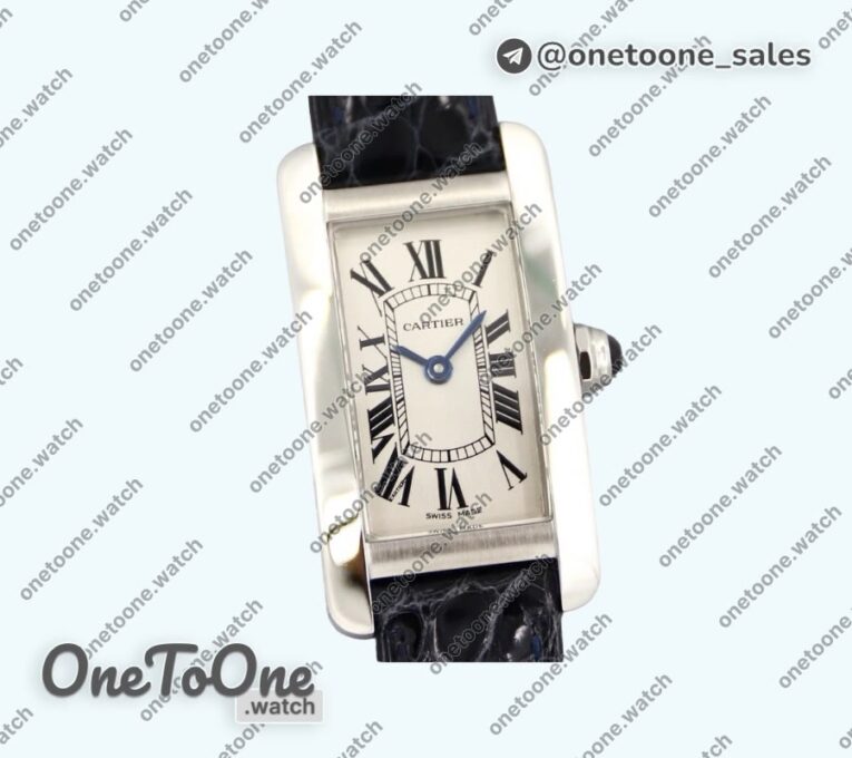 Реплика часов Cartier Tank WJT 29mm Stainless steel Silver Dial on Black Croco Strap Ronda Quartz