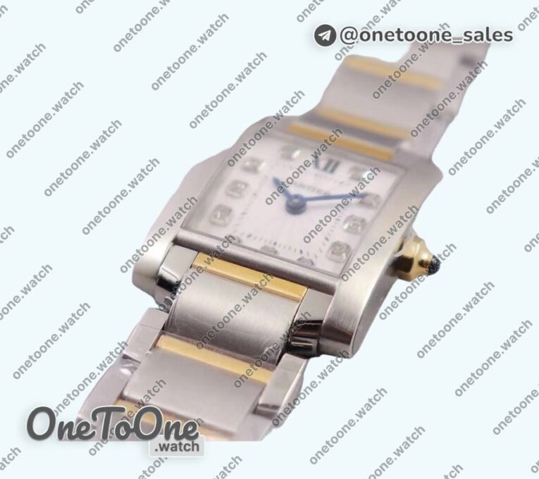 Реплика часов Cartier Tank Francaise Ladies 25mm Stainless steel/Yellow gold Top-tier Копия один в один White Diamonds Dial on Stainless steel Bracelet Ronda Quartz
